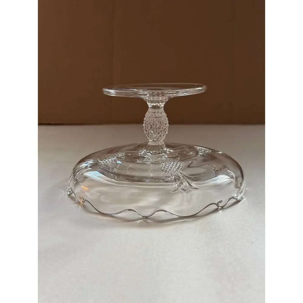 Vintage Heisey Marked Glass‎ Pineapple Compote Candy Dish Clear Elegant Glass